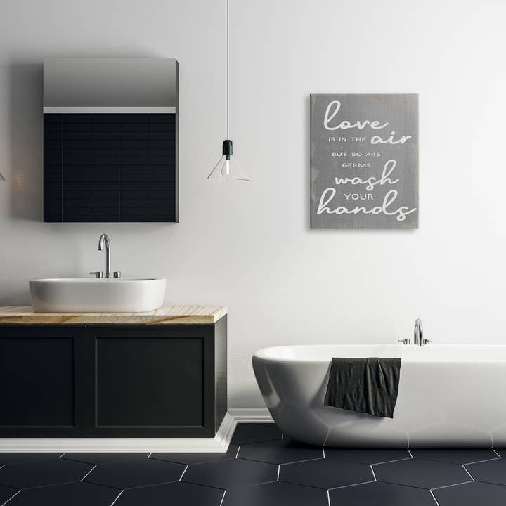 Stupell Industries - Venta al por mayor Letreros - Lienzo artístico sobre lienzo Love and Gérms in Air Wash Your Hands