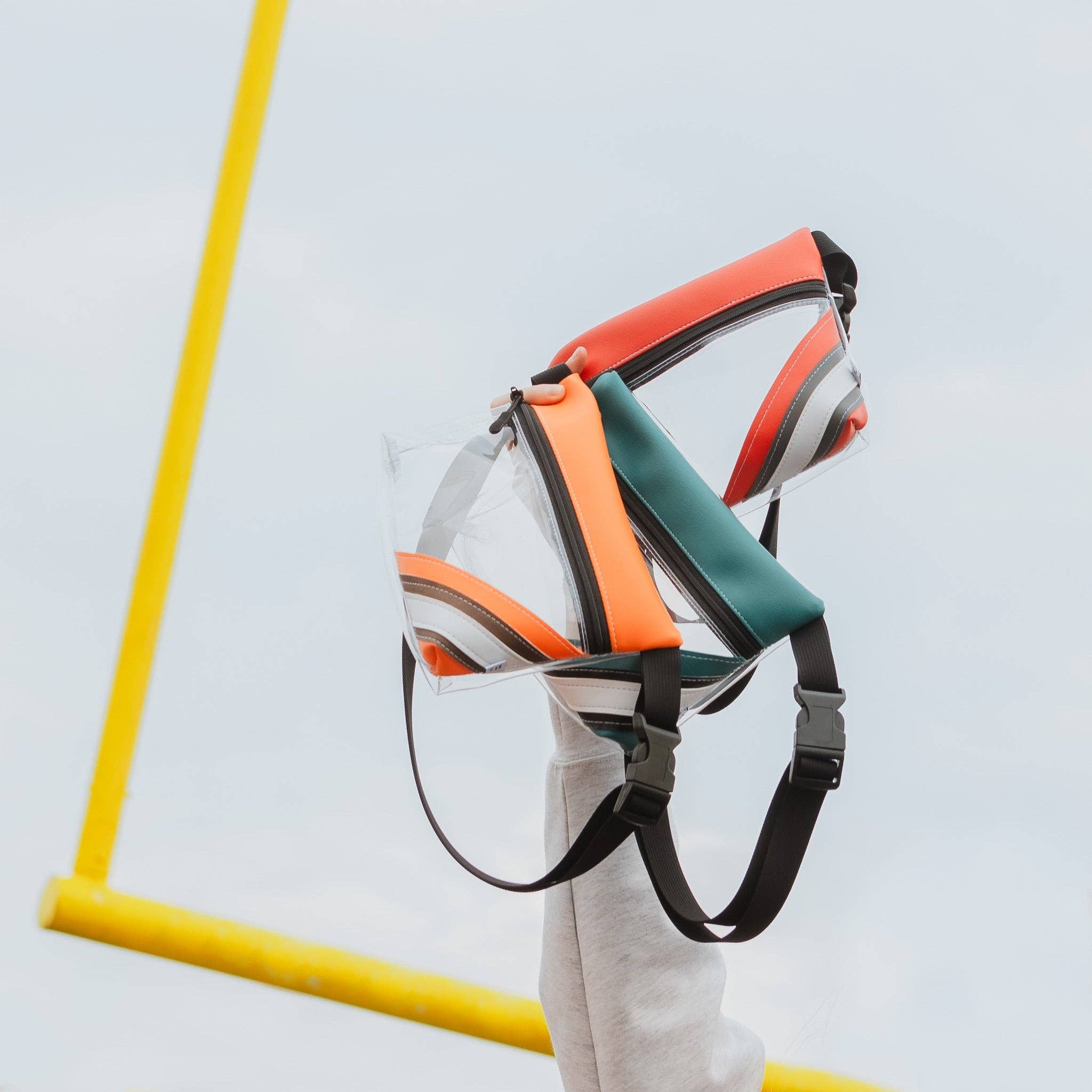 Navy Yellow West Virginia University Football Stadium Clear Stripe Game Day Fanny Pack for wholesale on Faire3