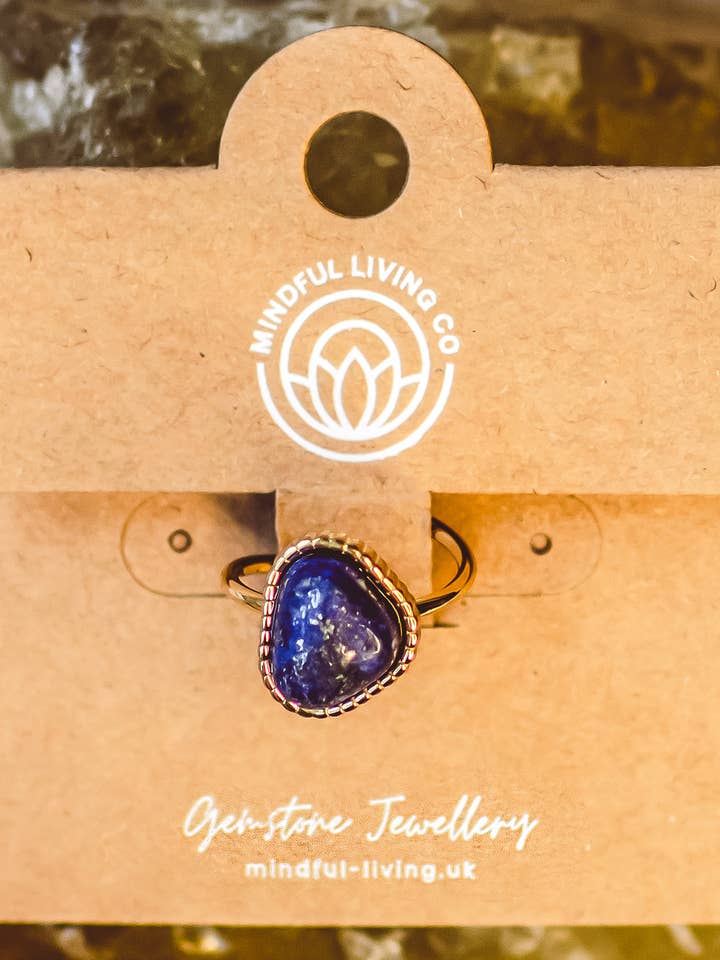 Heart-Shaped Gemstone Ring 18K Gold-Plated | Adjustable for wholesale by Mindful Living Co.