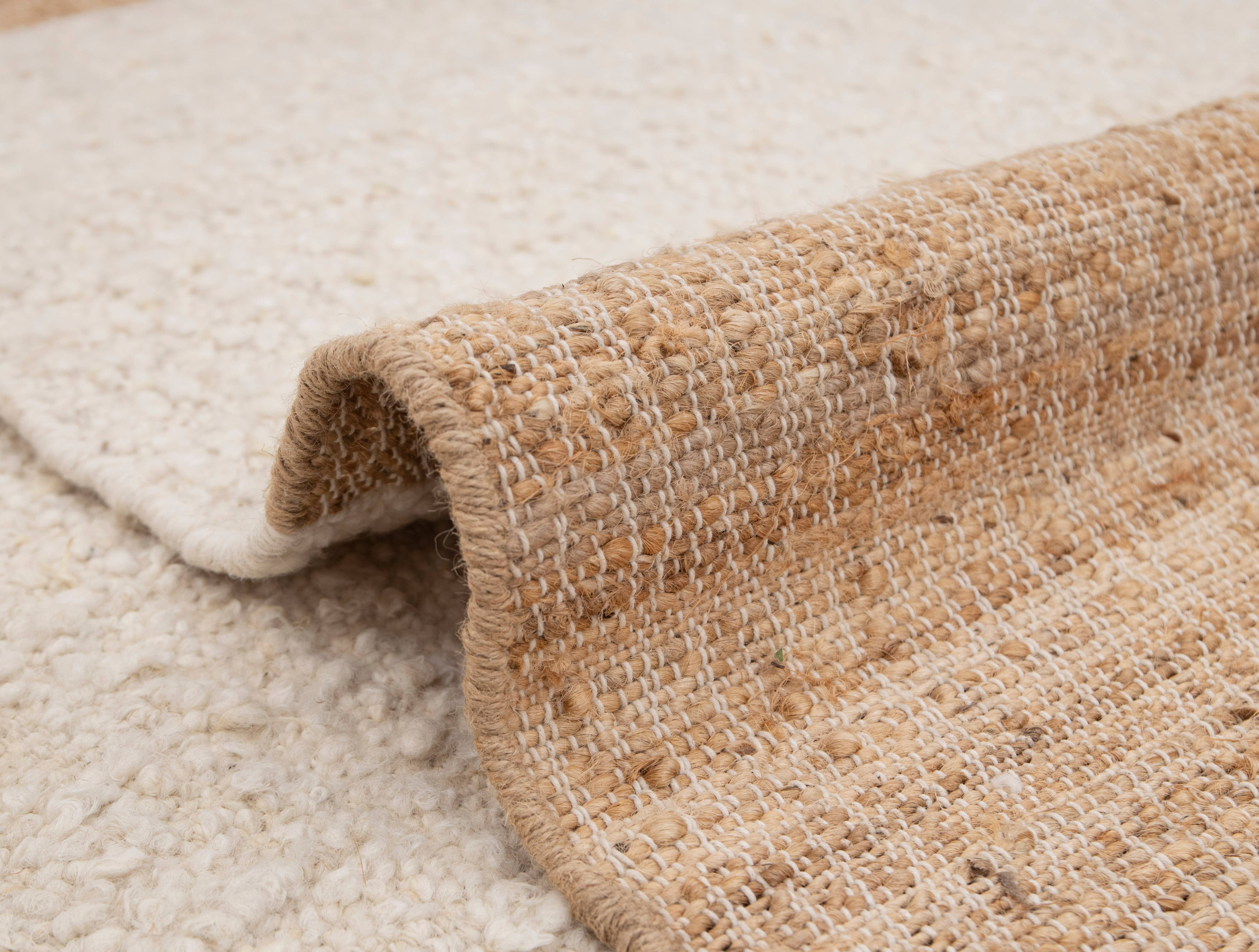 Aesthetic Homes LLC - Wholesale Area Rug - Natural Wool Jute Rug, Ivory Boho Moroccan Hand Woven TN-961