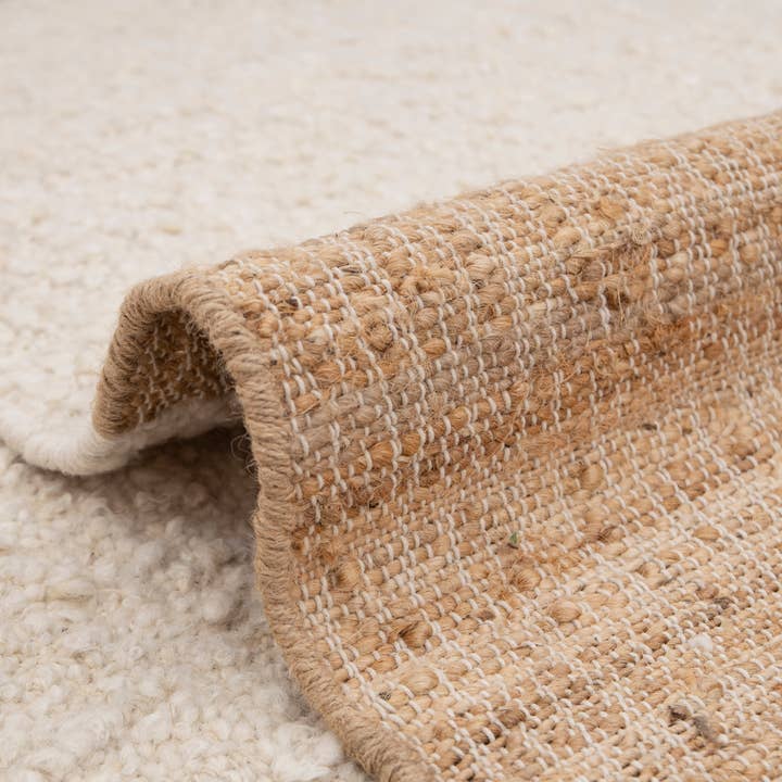 Aesthetic Homes LLC - Wholesale Area Rug - Natural Wool Jute Rug, Ivory Boho Moroccan Hand Woven TN-961