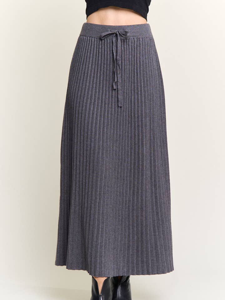 ADORA LA - Wholesale Skirt - Women's - CES4155 -RIBBED KNIT PLEATED MIDI SKIRT0