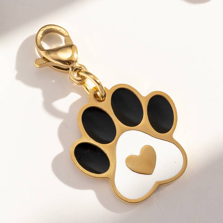 COSMOS – wholesale Individual charm/pendant – Gold pendant charms dog heart yellow paw stainless steel0