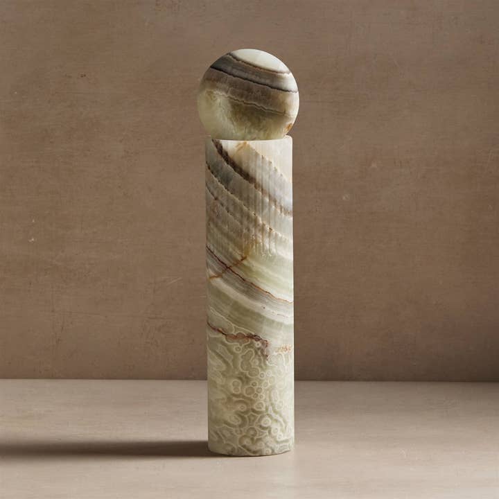 Atlas Totem Sculpture - Large / Green Onyx for wholesale by Studio H Collection