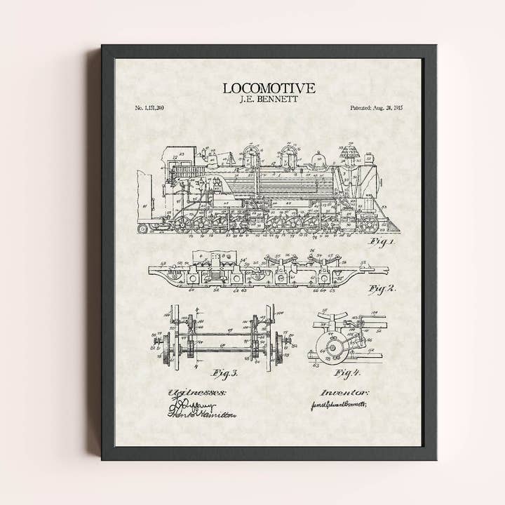 Train 1915 Patent Print for wholesale by Damon D Chan