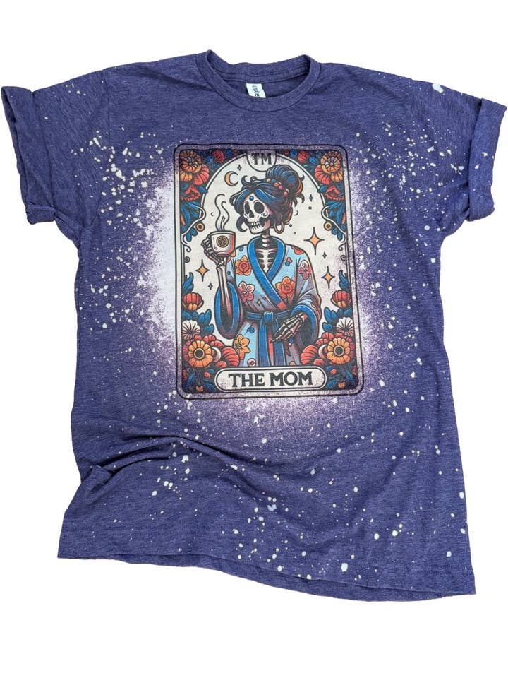 The Mom - Skeleton Tarot Card Bleached Tee for wholesale by Pick Your Poison Tees LLC (Formerly Wandering Owl Designs)