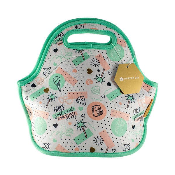 LUNCH BAG NEOPRENE - Tropical Holiday for wholesale by Harper Bee
