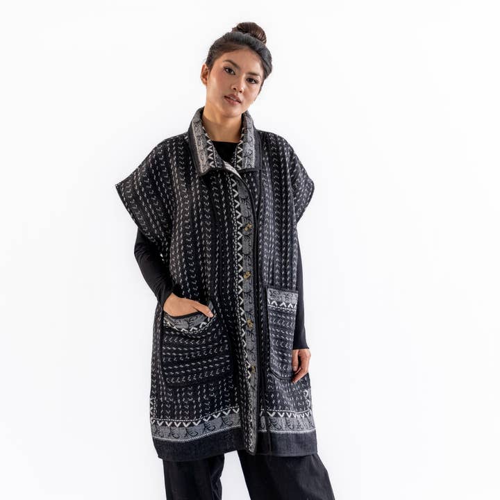 WO25-02 - Reversible Merino Wool Khampa Vest - Himal for wholesale by YAZA