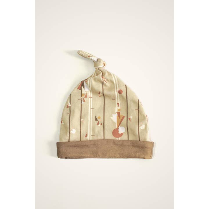 Knotted Hat in Olive Green Geo for wholesale by Ay Bebe