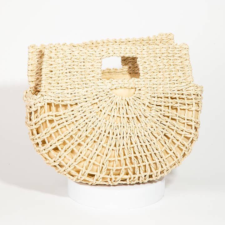 Collections by Fame Accessories - Wholesale Tote Bag - Women's - Braided Semi Circle Tote Bag