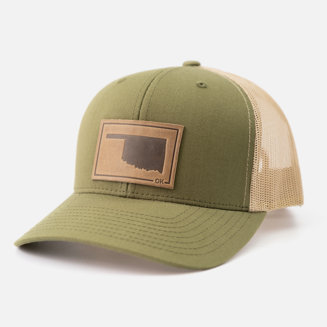 Range Leather Co. - Wholesale Trucker Hat - Unisex - Oklahoma Silhouette Hat | Leather Patch Trucker Hat2