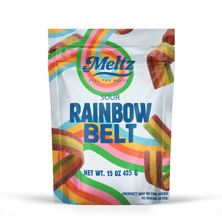 Meltz Sour Rainbow Belt Swedish Style Gummy 15oz for wholesale by Choco Nova