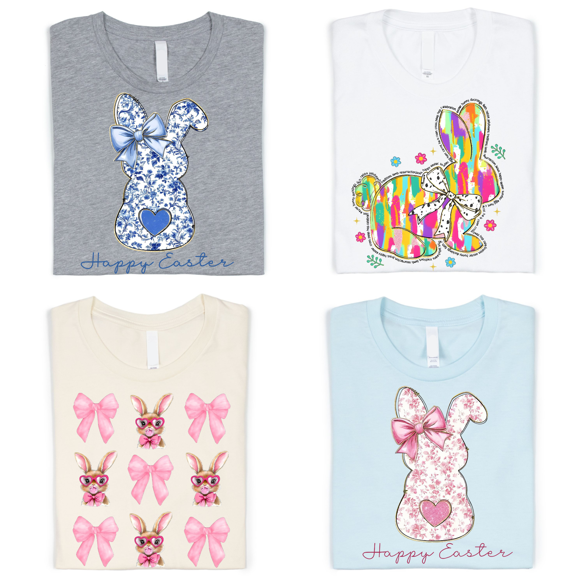 Boho Bloom Emporium – Engroshandel T-shirt med print - Dame – Happy Easter Bunny skjorte0