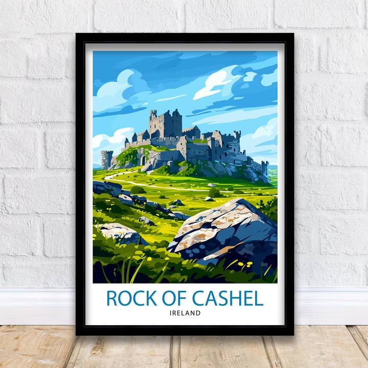 Rock of Cashel Ireland Poster Historic Castle Art Irish Landmark Poster Medieval Architecture for wholesale by InkNPrintz