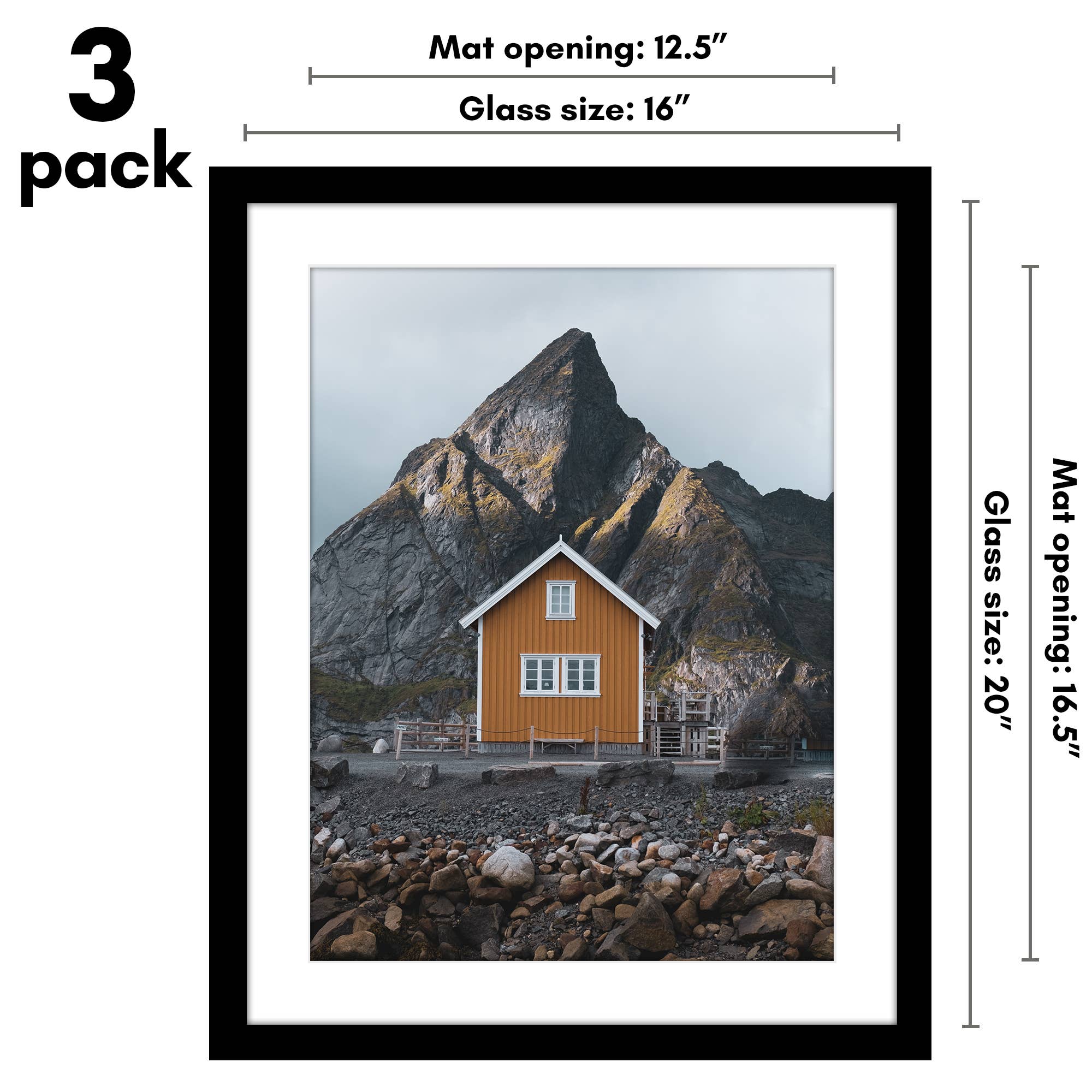 Americanflat 16x20 Black Picture Frames - 3 Pack for wholesale on Faire1