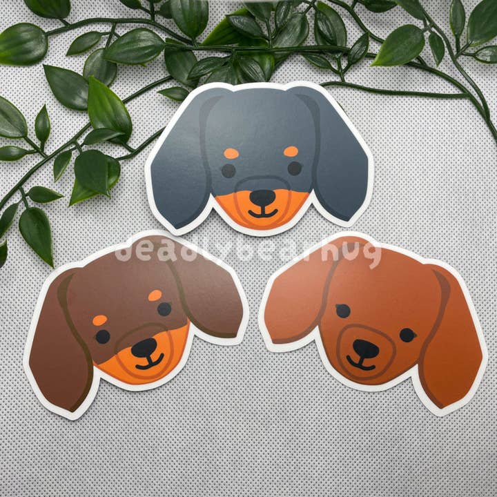 Dachshund Wiener Dog Weatherproof Matte Vinyl Sticker Decal / Black Brown Tan Red for wholesale by deadlybearhug