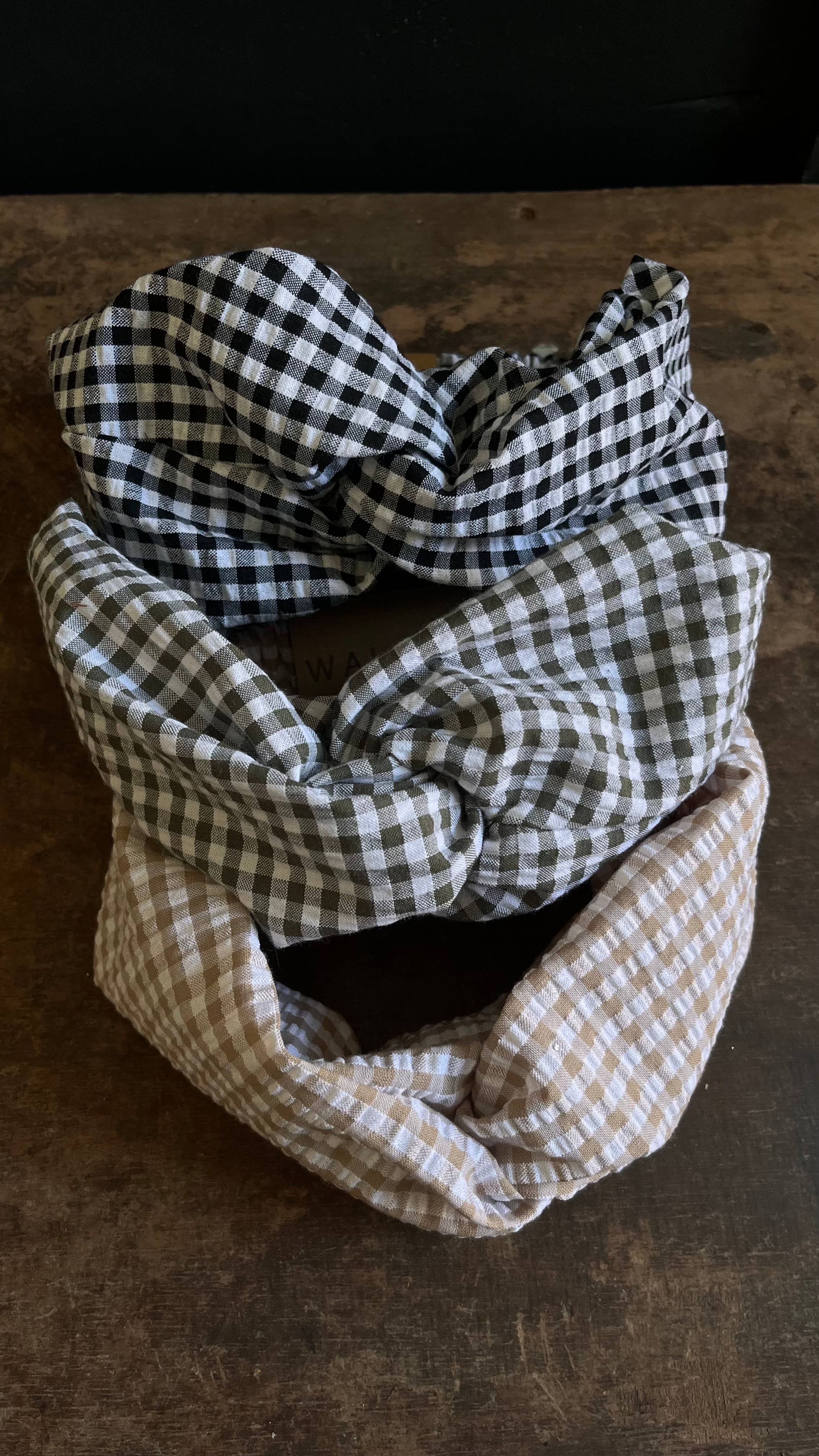 Walker Home - Wholesale Fashion Headband - Women's - Twisted knot headband - Seersucker gingham9