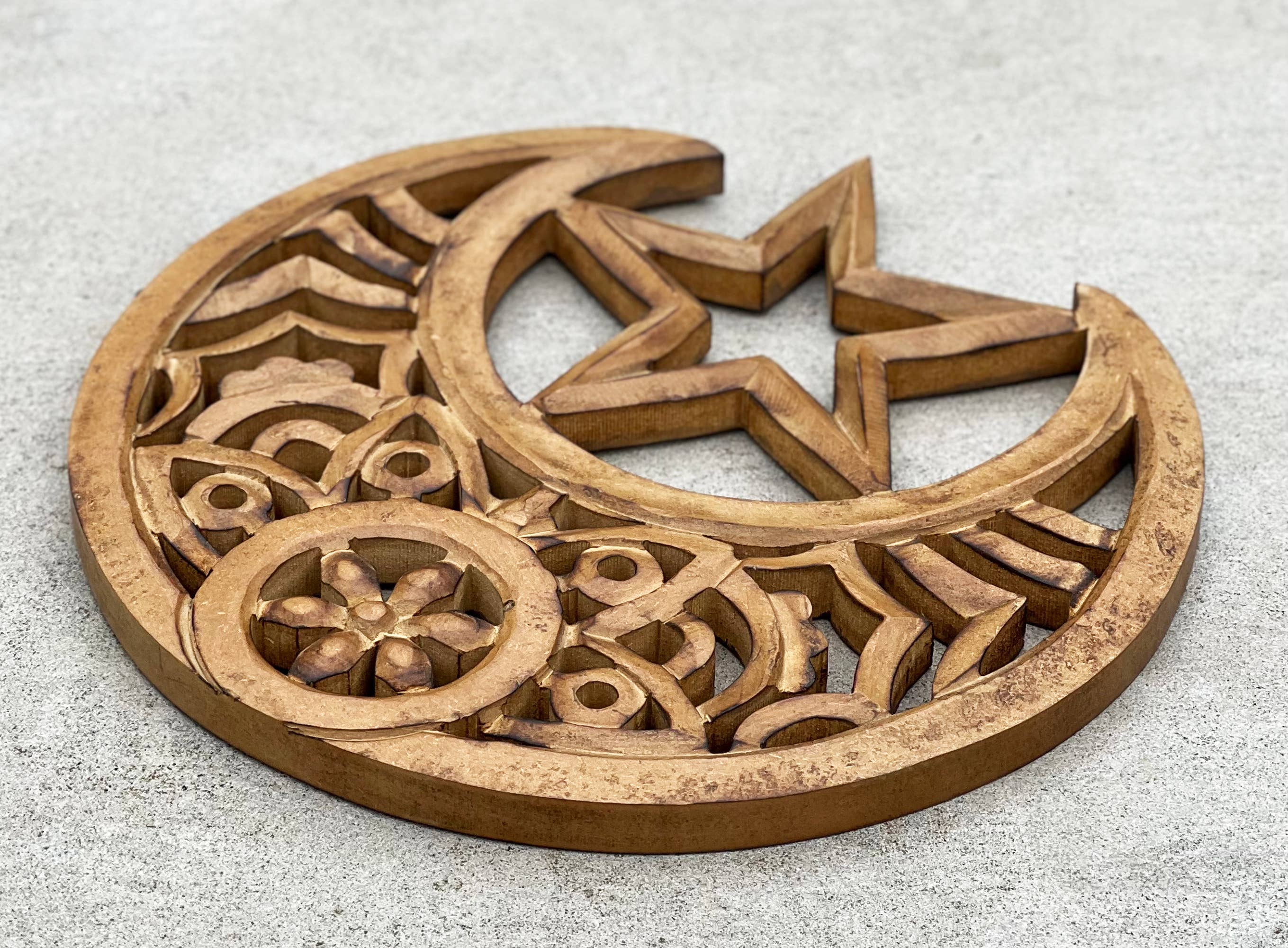 Lungta Imports - Wholesale Wall Accent - Handcrafted Wooden Celestial Star Moon Wall Décor Hanging3