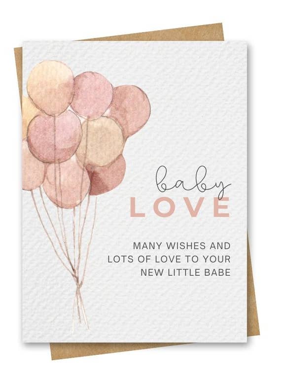 "Baby Love" Welcome Baby Card, Includes Kraft Envelope for wholesale by Paper Kuts