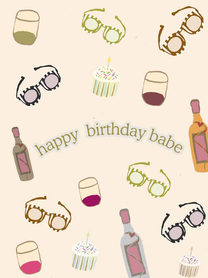 happy birthday babe (blank greeting card) for wholesale by Pretty Paper By Veronica WSNC