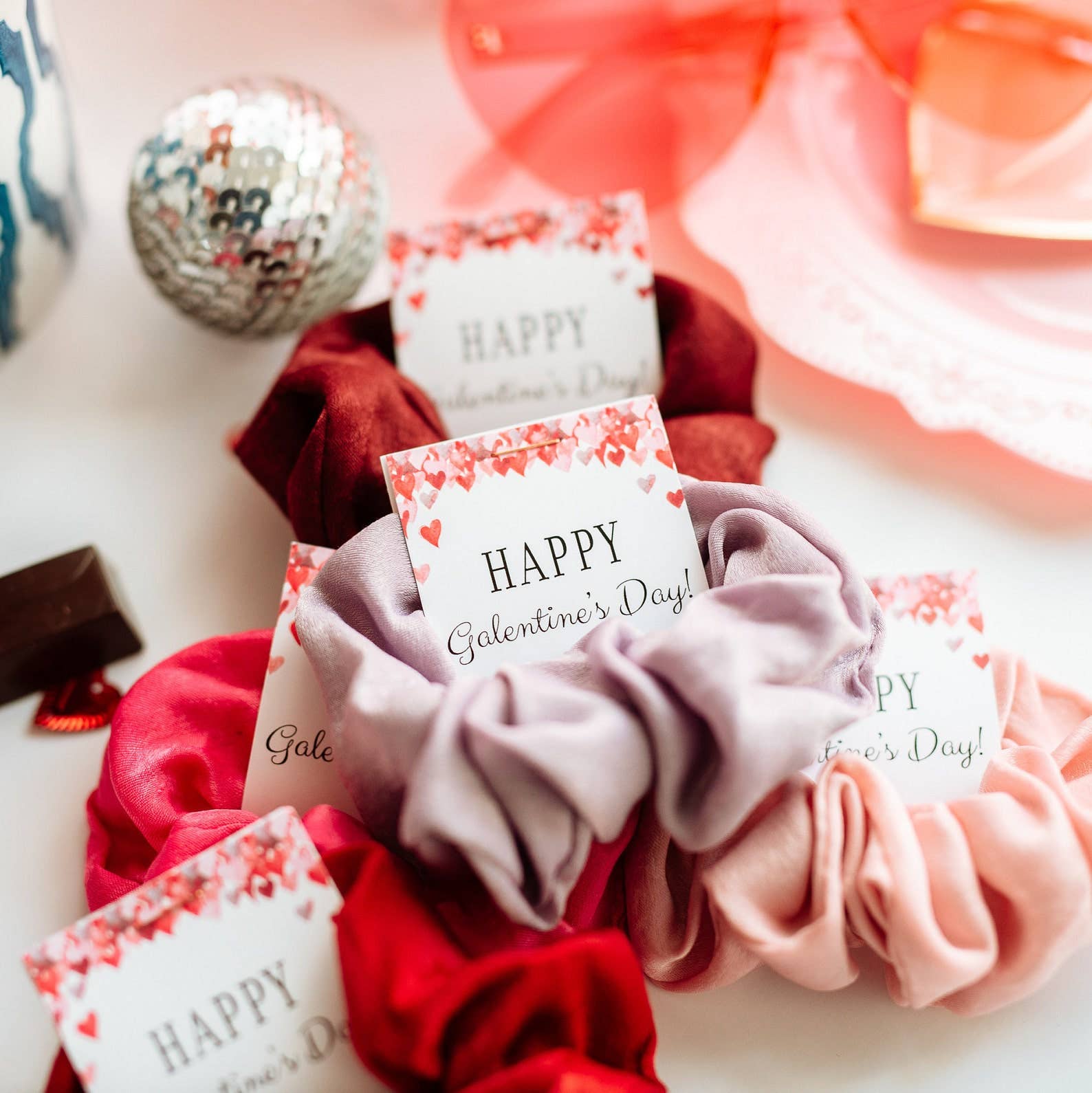 PlumPolkaDot - Wholesale Scrunchie - Women's - Galentine's Day Hair Scrunchie5