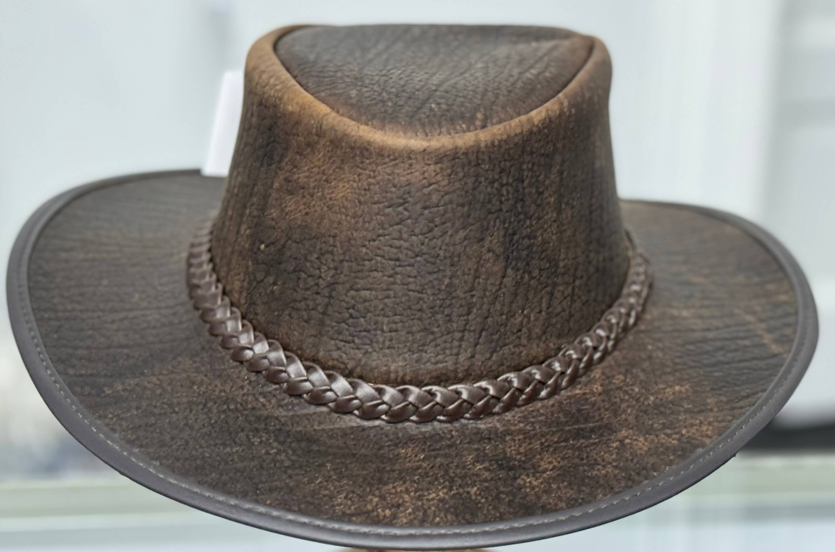 Lesa collection inc - Wholesale Hat Accessory - Men's - Toughness |  Buffalo Leather Outback Hat Brown3