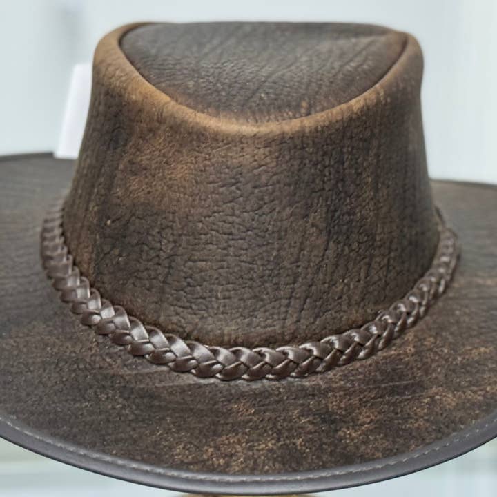 Lesa collection inc - Wholesale Hat Accessory - Men's - Toughness | Buffalo Leather Outback Hat Brown3