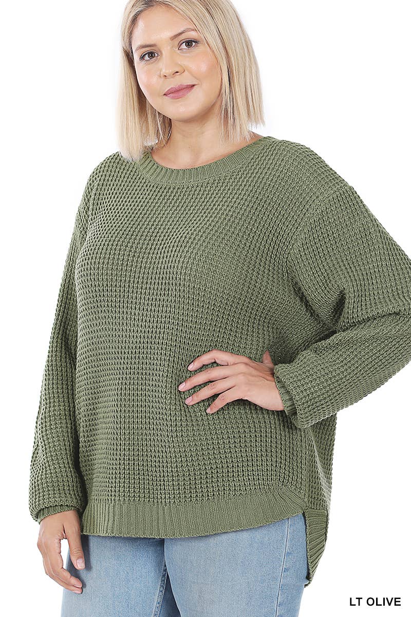 42POPS - Wholesale Knit Sweater - Women's - ",,,,...Plus size Basic Waffle Sweater7