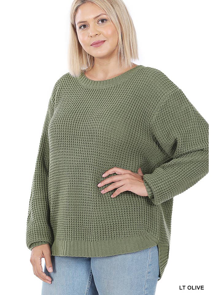 42POPS - Wholesale Knit Sweater - Women's - ",,,....Plus size Basic Waffle Sweater7