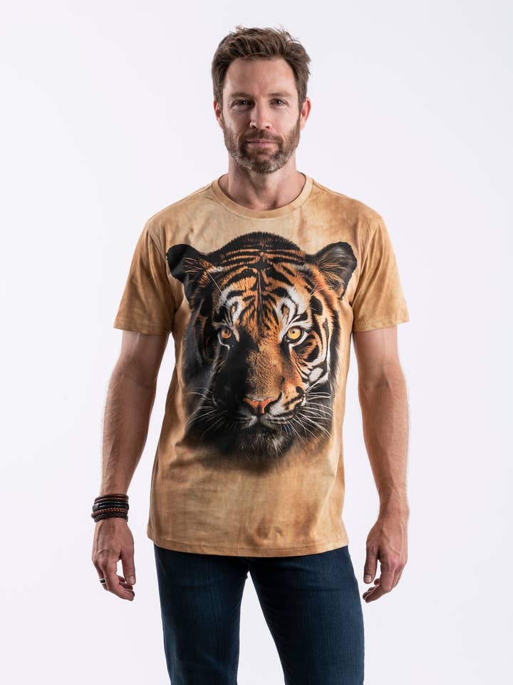 Adult Tiger Natural Dyed T-shirt for wholesale by Wild Style