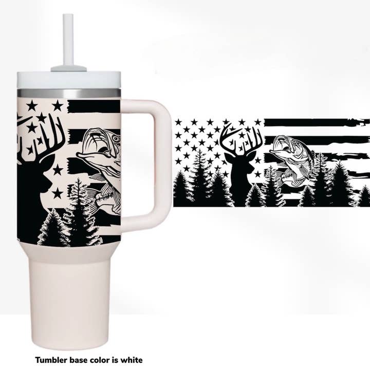 Deer Flag 40 oz Tumbler Preorder 4 wk tat for wholesale by Smile Graphics and Design