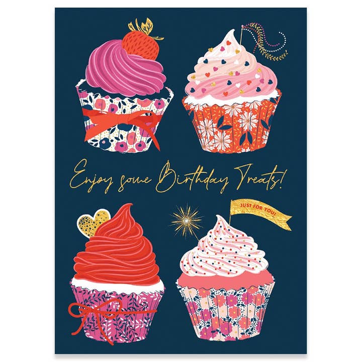 CUPCAKES BIRTHDAY GREETING CARD 4.5 x 6.25" for wholesale by Calypso Cards LLC