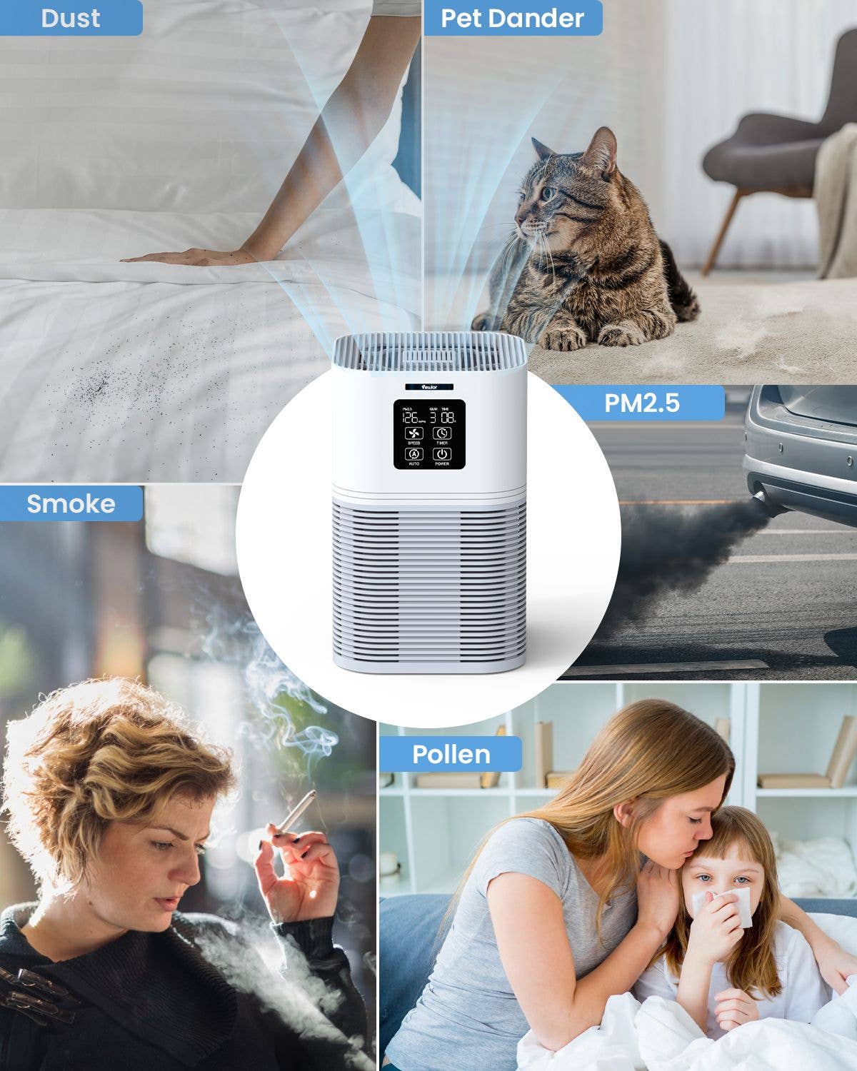BlakOutlet - Wholesale Air Purifier - 2 in 1 Air Purifier with H13 Filters for Home Allergies Pets Hair Odor Eliminators11