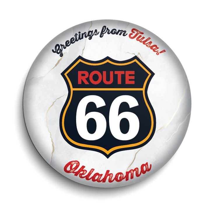 Gold Tulsa Route 66 for wholesale by BetterMagnets.com by Design Studio 88 Inc