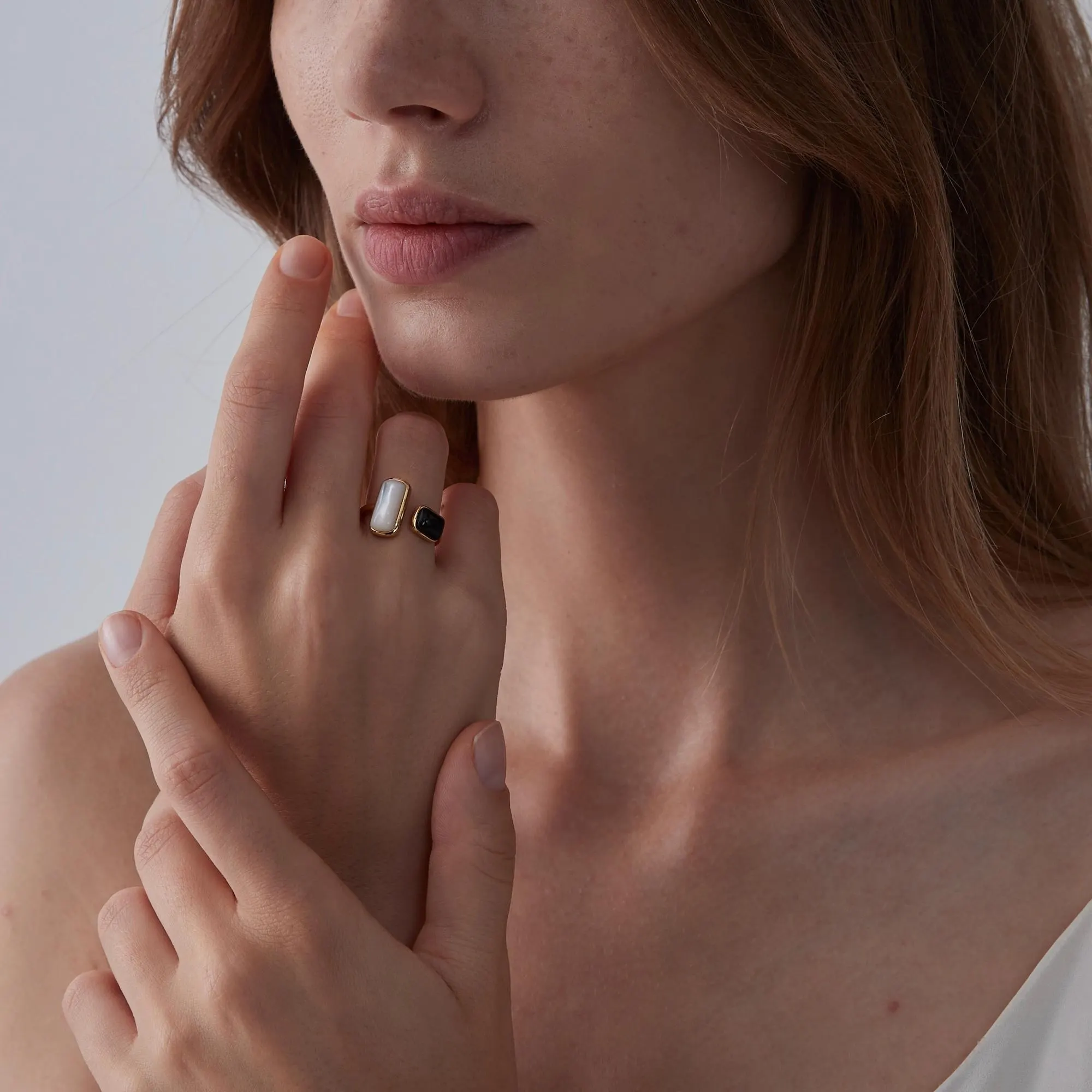 Perimade & Co. LLC - Wholesale Cocktail/Statement Ring - Black White Agate Onyx Cabochon Ring in 925 Sterling Silver1