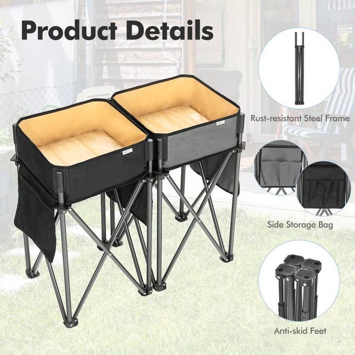 Hard Rock Health Stores - Wholesale Patio Table - 2 Pieces Folding Camping Tables with Large Capacity Storage Sink12