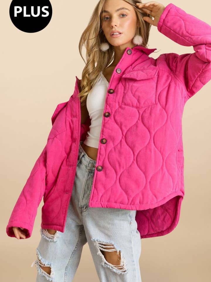 ADORA LA - Wholesale Jacket - Women's - CEJ2640X -PLUS SOLID QUILTED JACKET SIDE POCKET7