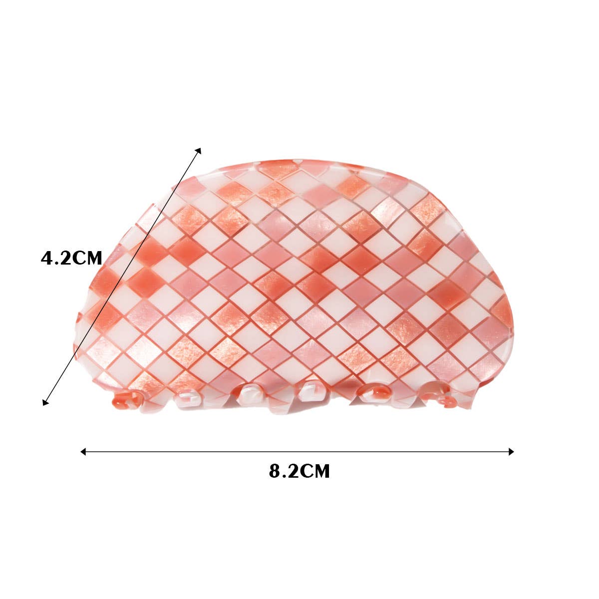 ACCITY - Wholesale Hair Clip - Women's - Checkerboard Acrylic Hair Claw Clip Half Round _CWAHA03266