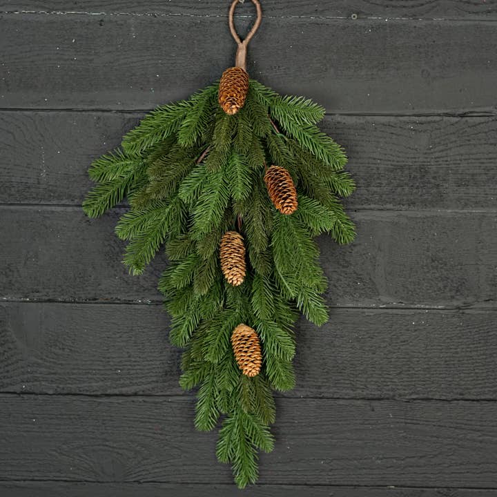 Impressive Enterprises, Inc. - Wholesale Christmas Decoration - 510123- 28inLx15inW Teardrop-Evergreen Spruce Pine w. Pineco7