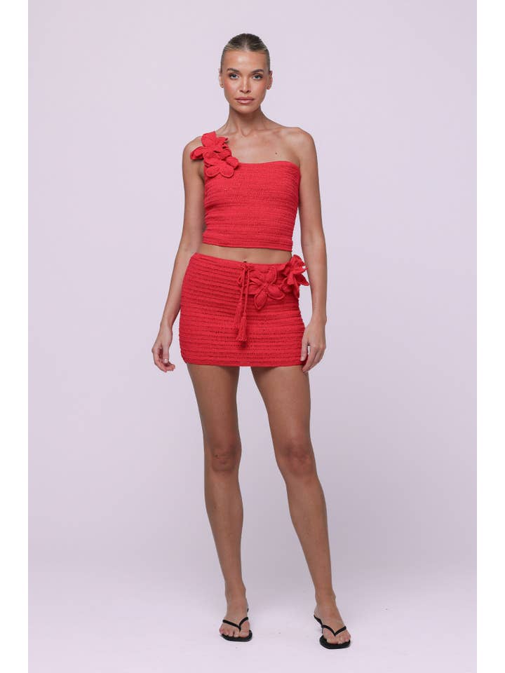 Isabelle Quinn - Wholesale Knit Top - Women's - Lily Crochet Top Red