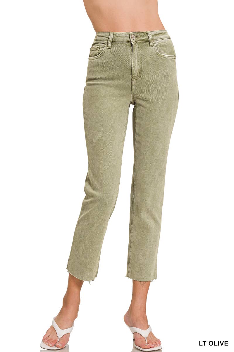 42POPS – wholesale Jeans - Dam – SI-26532 Syra Tvättade Högmidjade Croppade Raka Byxor25