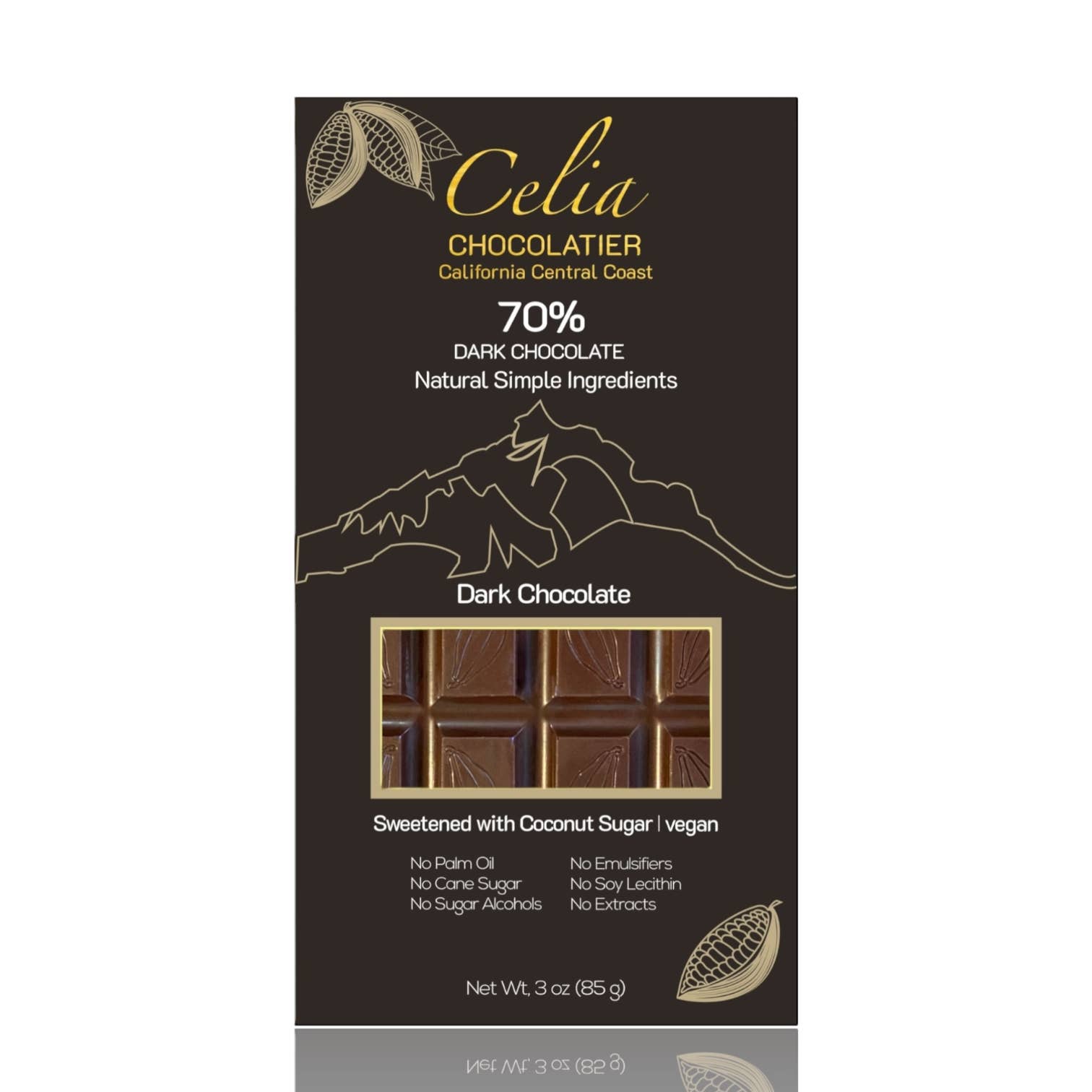 CELIA CHOCOLATIER - Wholesale Chocolate Bar - 70% Dark Chocolate Bar | Coconut Sugar | Ecuador Cacao Beans