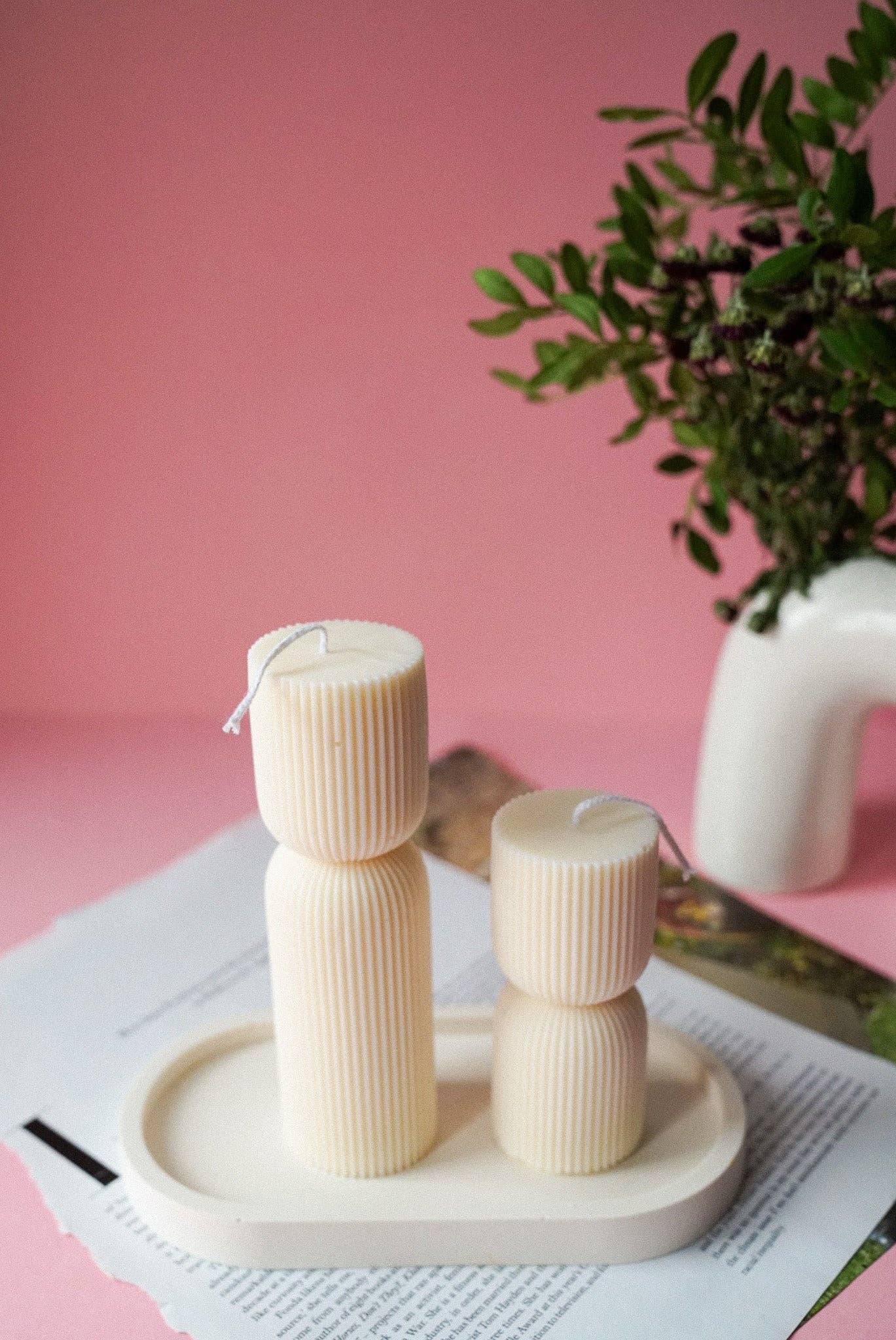 Gokican - Venta al por mayor Velas de diseño llamativo - Juego de Velas Estriadas en Forma de Reloj de Arena1