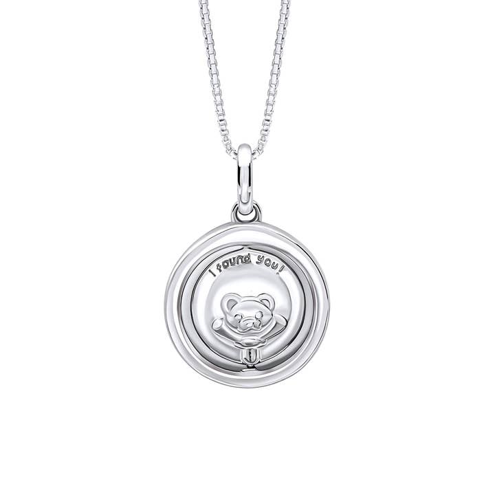 Gecko Jewellery – wholesale Halsband - Barn – Nallebjörn Peekaboo Spinnande hänge med Diamant 36-41cm