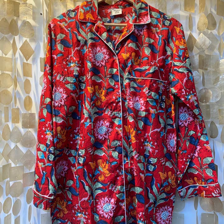 Rödblommig indisk bomullsnattklänning för wholesale av Muno