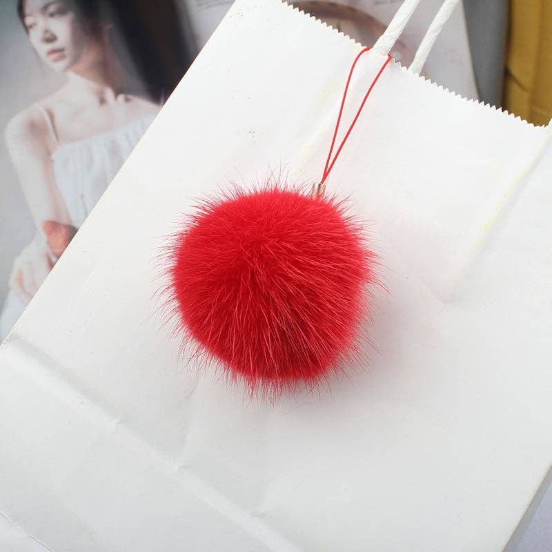 FurDecoration – wholesale Keychain – Women's – Mink Fur Fluffy Ball Keychain with 5CM String Bag7