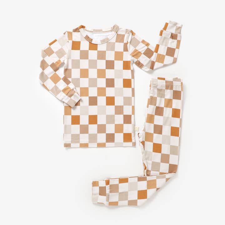 Pijama de Dos Piezas de Bambú - A CUADROS para venta al por mayor de Consciously Baby