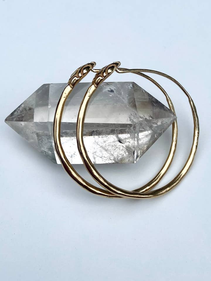 Brass Ouroboros Snake Hoop Earrings for wholesale by Serpentine