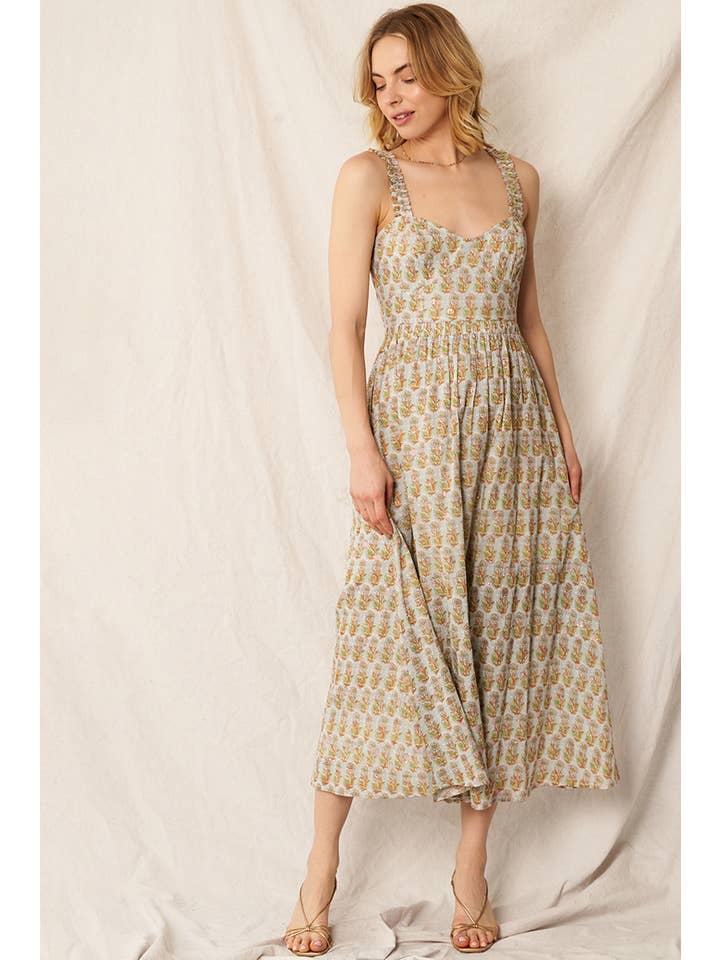 En Crème - Wholesale Dress - Women's - Sweetheart Neckline Maxi Dress with Lurex
