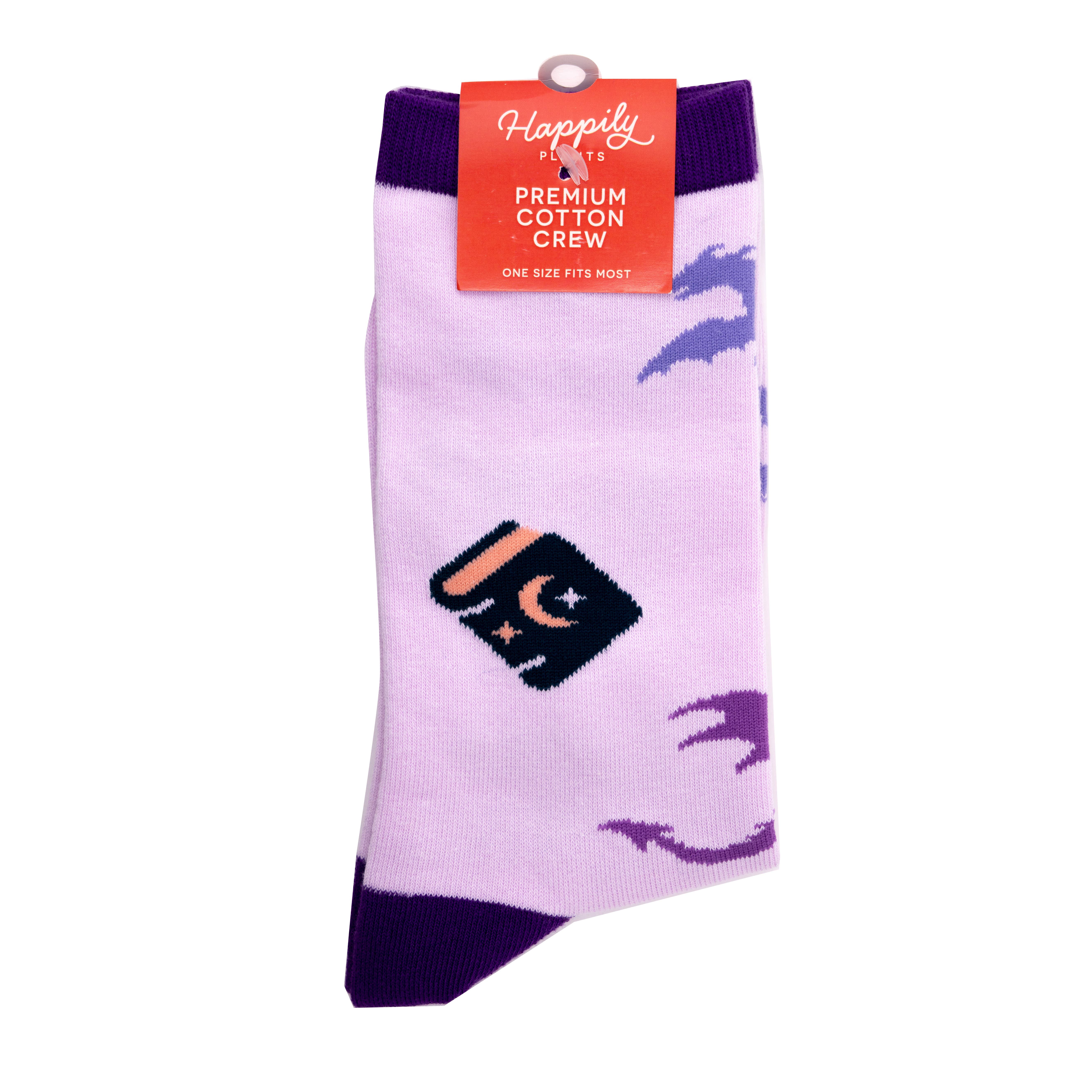 Happily Plants - Wholesale Socks - Unisex - Fantasy Dragon Books Socks - Cotton Blend Unisex1